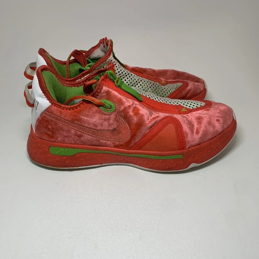 Nike PG 4 Christmas Men 8.5 Crimson/White-Green-Apple Basketball Shoe CD5079-602